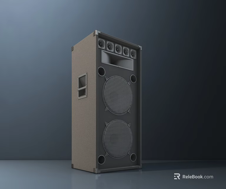 High Quality Floor Standing Audio Speaker With Dual Drivers And Control Knobs 3d model