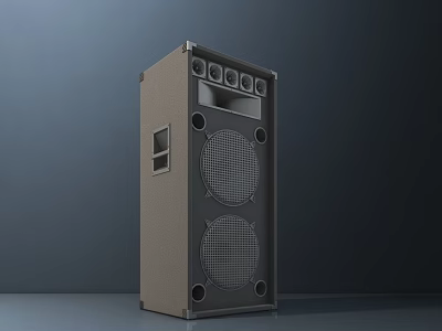 High Quality Floor Standing Audio Speaker With Dual Drivers And Control Knobs 3d model