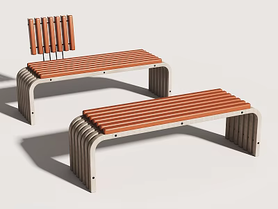 Modern Outdoor Chair With Wooden Slats And Sturdy Metal Frame Design 3d model