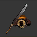 Cartoon Reptile Warrior Character in Samurai Armor Holding Weapon and Red Cloak