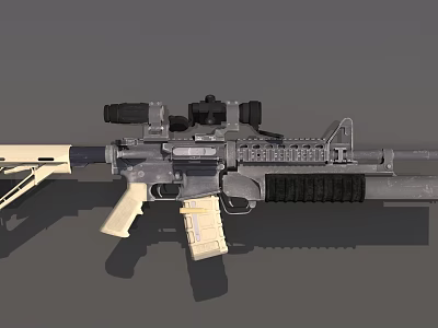 Modern Tactical Rifle with Scope Attachment Tan Grip and Stock Black Barrel 3d model