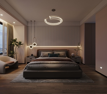 Modern Minimalist Bedroom 3d model