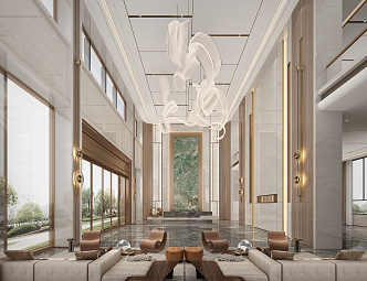 Modern Hall Corporate Lobby 3d model