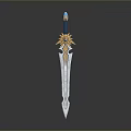 Elegant Decorative Sword With Blue Gemstone Golden Ornament And Silver Sharp Blade 3d model