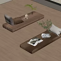 Cozy Living Space With Brown Floor Cushions Throw Pillows Magazines And Potted Plants