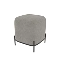 Gray Fabric Sofa Stool With Black Metal Legs Modern Minimalist Design