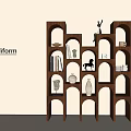 Modern Middle Ancient Decorative Cabinet Decorative Shelf Bookcase 3d model
