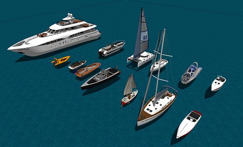 Modern Yacht Speedboat Sailing Boat 3d model