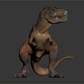Realistic Brown T Rex Dinosaur Model in Standing Posture on Dark Gradient Background 3d model