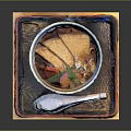 Traditional Japanese Miso Soup With Tofu Vegetables In Blue White Bowl On Black Tray