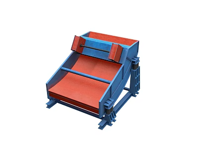 Industrial Vibrating Screen Equipment With Blue Frame Red Screen Surface Inclined Design 3d model