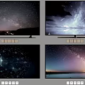 High Definition TV Screens Showing Stunning Starry Sky Milky Way And Natural Scenes