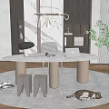 Desk stool combination 3d model