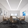Spacious Modern Public Office Space With Desks Computers Green Plants And Large Windows
