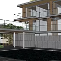Modern Detached Villa With Glass Curtain Walls Balconies And Courtyard Design