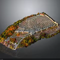 Detailed Architectural Model of Dense Urban Building With Grid Layout And Colorful Autumn Trees