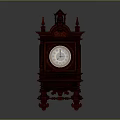 Vintage Red Carved Wooden Clock with Ornate Design and Decorative Details