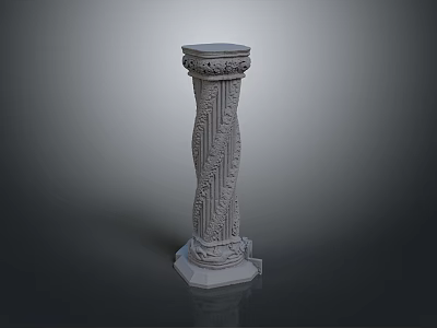 Ornamental Column With Intricate Carved Patterns And Stone Texture Base Capital 3d model