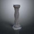 Ornamental Column With Intricate Carved Patterns And Stone Texture Base Capital 3d model