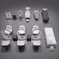 Medical Beauty Treatment Equipment Collection With Treatment Chairs Bed And Cabinets