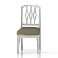 Elegant White Frame Dining Chair With Carved Backrest And Brown Padded Seat