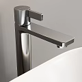 Modern Bathroom Vanity with Round Backlit Mirror White Ceramic Basin and Wooden Countertop
