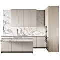 Elegant Modern Kitchen Interior Design With Light Colored Cabinets And Marble Countertop 3d model