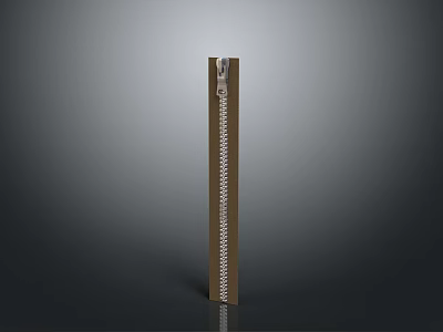 Metallic Vertical Zipper With Shiny Slider And Metal Teeth On Dark Gradient Background 3d model