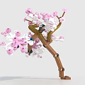 Creative Building Blocks Cherry Blossom Tree With Pink White Flowers And Brown Trunk