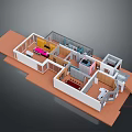 Pet Friendly 3D House Floor Plan With Living Room Bedroom And Furniture
