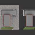Gas Station Building Model With Red Canopy Fuel Pumps And Signage Posts