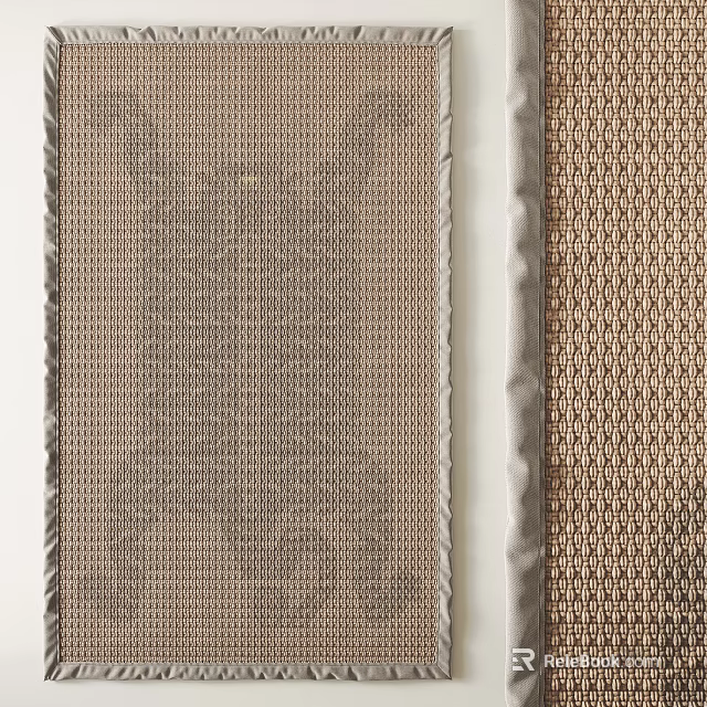 Square Area Rug With Woven Texture Geometric Pattern And Neutral Brown Tones 3d model 