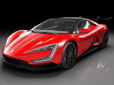 Red Sports Car With Sleek Modern Aerodynamic Design And Black Alloy Wheels 3d model