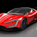 Red Sports Car With Sleek Modern Aerodynamic Design And Black Alloy Wheels