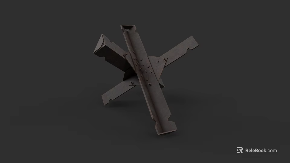 Mechanical Cross Shaped Weapon With Metal Structure And Bolt Details 3d model 