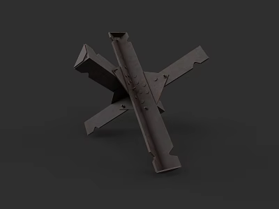 Mechanical Cross Shaped Weapon With Metal Structure And Bolt Details 3d model