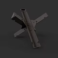 Mechanical Cross Shaped Weapon With Metal Structure And Bolt Details