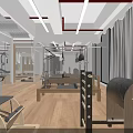 Modern Pilates Studio Interior With Reformer Equipment Wooden Floor And Mirrors