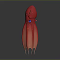 Modern Red Fantasy Creature Character With Sleek Tentacle Form And Blue Details