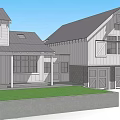 Modern Office Building With White Exterior Gray Roof Green Lawn And Courtyard Design