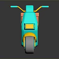 Colorful Electric Scooter Teal And Yellow Body With Red Delivery Package On Back