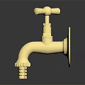Shiny Golden Wall Mounted Faucet with Polished Brass Finish and Reflective Surface
