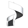 Modern Minimalist Spiral Staircase Featuring White Structure Black Steps And Clean Grey Background