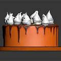 Halloween Themed Orange Cake With Chocolate Drizzle And White Ghost Toppings