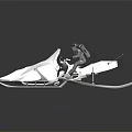 Futuristic White Snow Vehicle Featuring Ski Design Transparent Windows And Mechanical Structure