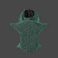 3D Rendered Green Ghost Character With Large Eyes And Open Mouth