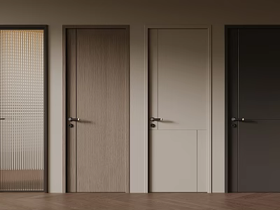 Modern Interior Doors With Various Styles Wooden White Dark And Striped Panel Design 3d model