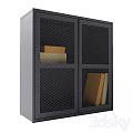 Modern Gray Console Cabinet With Mesh Doors And Storage Shelves For Entryway