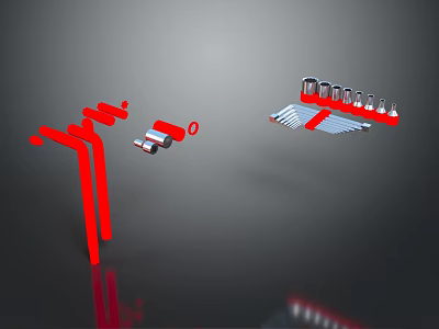 Modern Lighting Combination With Red And Silver Stylish Assembled Components And Structures 3d model