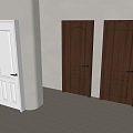 New Chinese style single door flat door French cream wind flat door 3d model